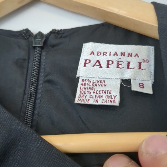 Adrianna Papell Linen Dress Womens Size 8 Embroidery Corpcore Matrix - Picture 6 of 8